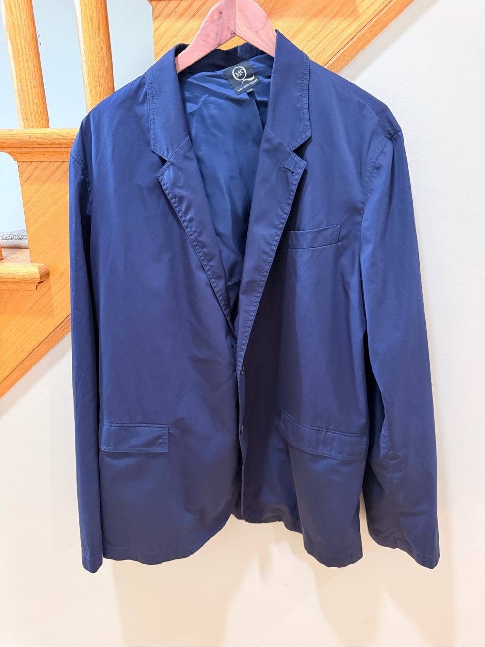 Alexander McQueen Navy Cotton Blend Sport Coat Blazer Jacket Men’s 46